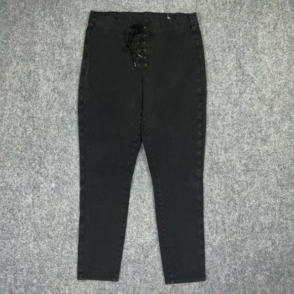 American Eagle Jeans Womens Size 12 Black Denim 360 Stretch Pull On Gothic Punk - Picture 1 of 11
